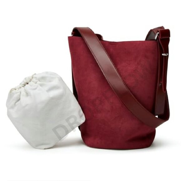 Vegan Leather Suede Bucket Hobo Tote Y2K Chic Casual Shoulder Bag - Picture 2 of 8